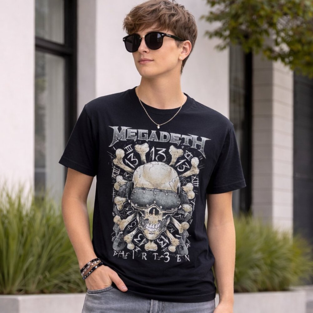 Philcos Megadeth Graphic Band T-Shirt Black Size M Skull Print